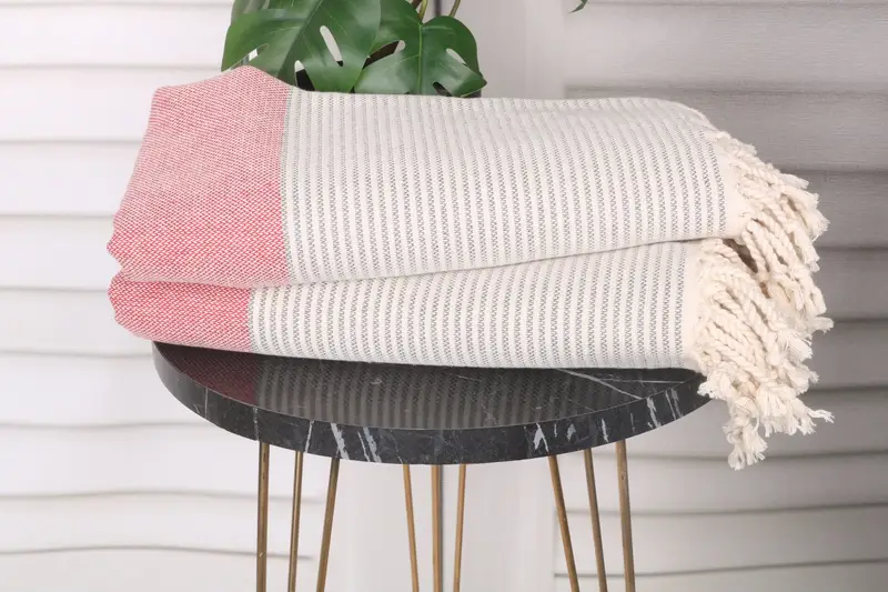 Travel towel, Turkish fouta towel for outdoor use, Valentines Gift, 70x40 Cotton Striped Towel, Lightweight towel, Personalized Bridesmaid Gift - 3