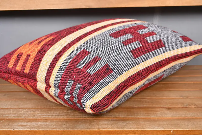 Pillow Case, Handmade Kilim Cushion, 16x24 Red Pillow, Tapestry Pillow Case, Kilim Pillow Cover, Kilim Pillow, Outdoor Throw Pillow Case - 4