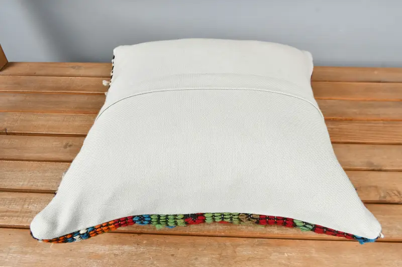Vintage Kilim Pillow, Seat Cushion, Southwestern Cushion Cover, Cushion, 16x16 Red Pillow Sham, Handmade Kilim Cushion, Gift Pillow - 5