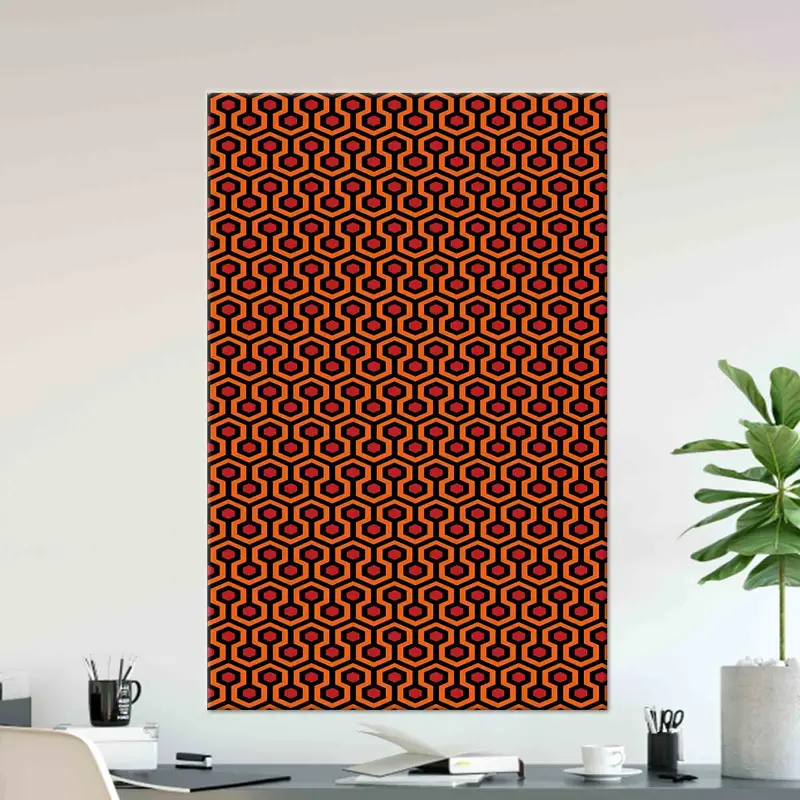 トレンディなレッド&ブラックの幾何学プリントキャンバスアート