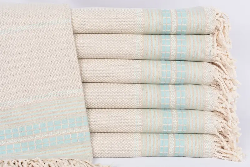 Bath Towel Bridesmaid Gift Mint Striped Turkish Linen Towel, 67x40 Inches