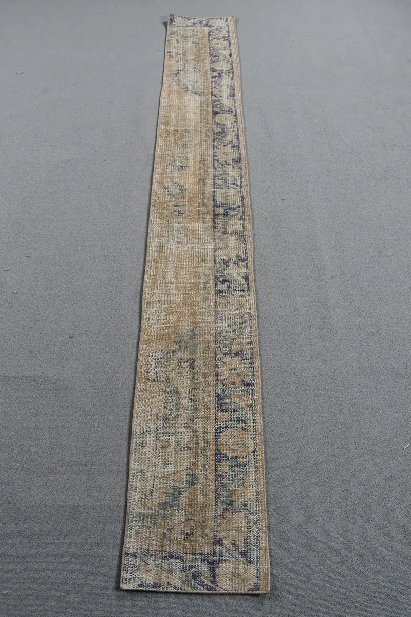 Canlı Turuncu ve Mavi Ikat Halı, 1,2x8,5 ft