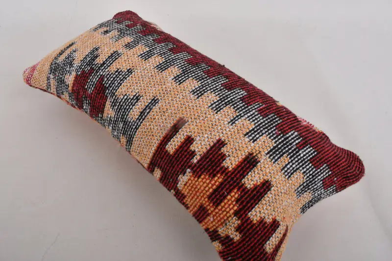 Vintage Kilim Throw Pillow, Turkish Kilim Pillow, Handmade Kilim Cushion, Turkish Corner Pillow Case, Pillow, Pastel Pillow, 8x16 Orange Pillow Case - 7