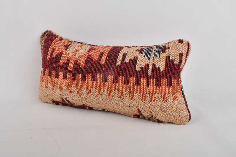 Vintage Kilim Throw Pillow, Turkish Kilim Pillow, Handmade Kilim Cushion, Turkish Corner Pillow Case, Pillow, Pastel Pillow, 8x16 Orange Pillow Case - 3