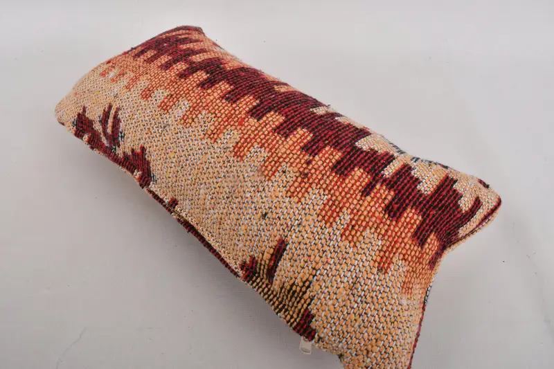 Vintage Kilim Throw Pillow, Turkish Kilim Pillow, Handmade Kilim Cushion, Turkish Corner Pillow Case, Pillow, Pastel Pillow, 8x16 Orange Pillow Case - 6