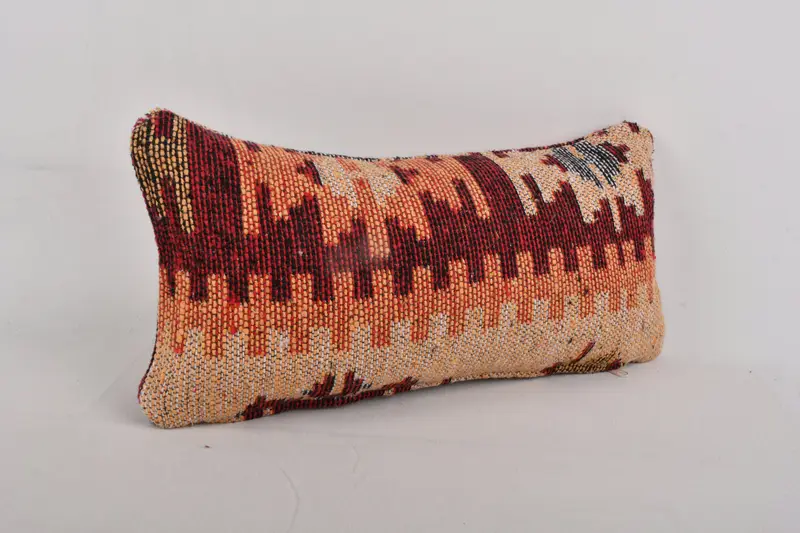 Vintage Kilim Throw Pillow, Turkish Kilim Pillow, Handmade Kilim Cushion, Turkish Corner Pillow Case, Pillow, Pastel Pillow, 8x16 Orange Pillow Case - 2