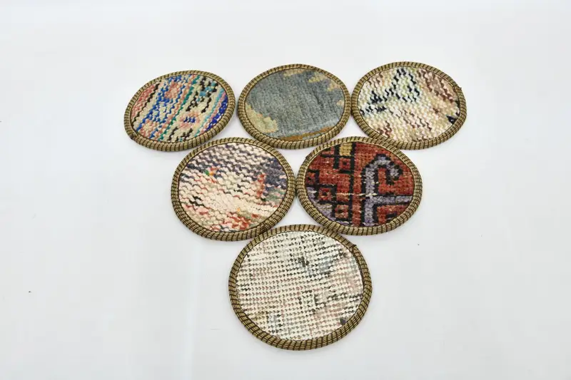 Bohem Bej ve Bronz Yuvarlak Bardak Altlıkları, Şık Bohem Bardak Altlıkları