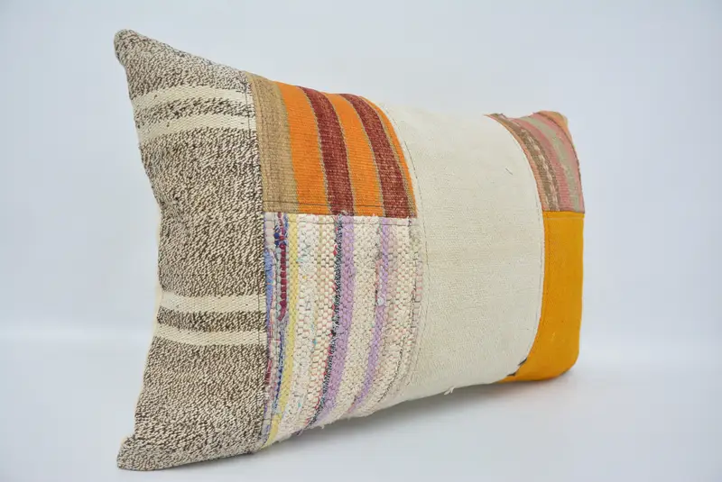 Boho Pillow, Pillow Case, Garden Pillow, Yoga Cushion, Bright Cushion, Boho Pillow Sham Cover, Interior Designer Pillow, 16x24 White Cushion Case - 3