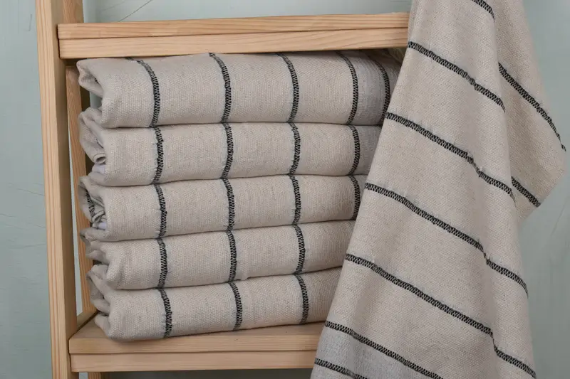 Personalized Gift, Turkish Tea Towel, Embroidery Towel, House Warming Gift, Custom Name Towel, Turkish Towel Hand Towel, 40x20 Linen Striped Towel - 2