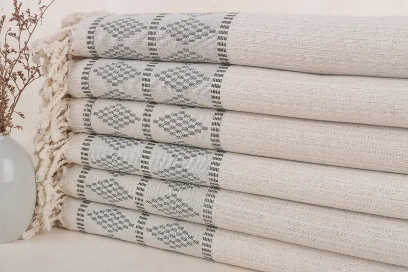 Personalized Turkish Towel, Khaki Green Kilim Design, 36x71 Inches