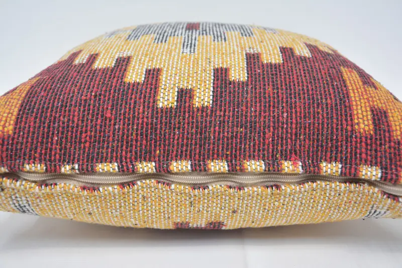 Kilim Pillow, Boho Pillow Sham Cover, 16x16 Yellow Pillow, Sofa Cushion Case, Pillow for Couch, Cushion, Anatolian Cushion Case, Vintage Pillow - 5