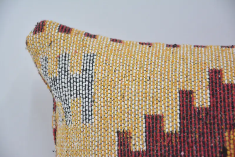 Kilim Pillow, Boho Pillow Sham Cover, 16x16 Yellow Pillow, Sofa Cushion Case, Pillow for Couch, Cushion, Anatolian Cushion Case, Vintage Pillow - 2