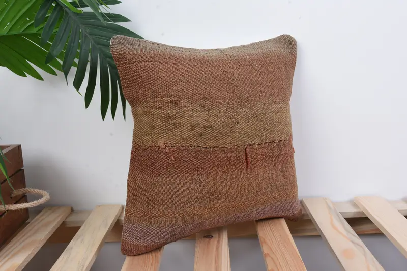 Handmade Throw Pillow Sham, Pillow Cover, Antique Pillows, 12x12 Brown Pillow Cover, Handmade Pillow Cover, Kilim Pillow, Pillow for Couch - 4