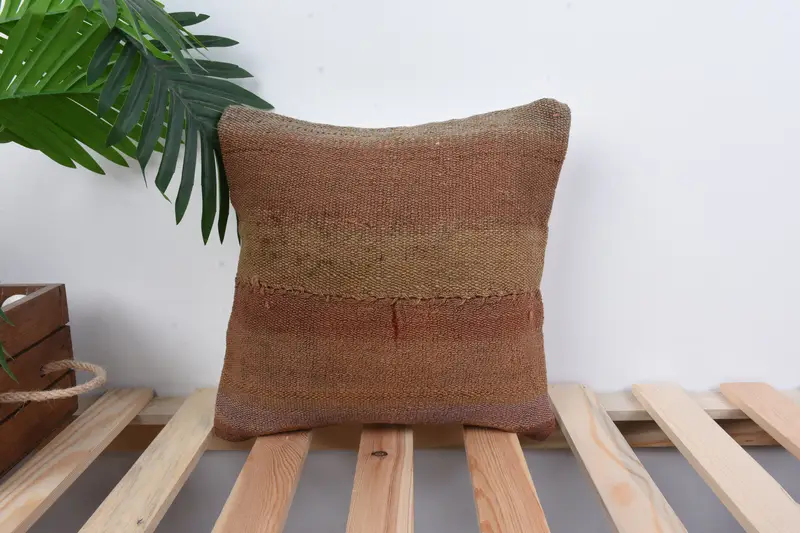 Handmade Throw Pillow Sham, Pillow Cover, Antique Pillows, 12x12 Brown Pillow Cover, Handmade Pillow Cover, Kilim Pillow, Pillow for Couch - 1