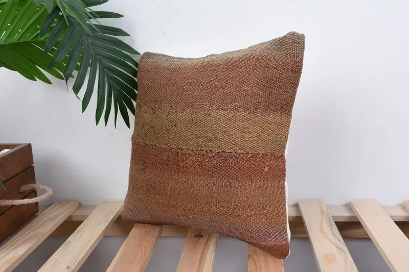 Handmade Throw Pillow Sham, Pillow Cover, Antique Pillows, 12x12 Brown Pillow Cover, Handmade Pillow Cover, Kilim Pillow, Pillow for Couch - 5