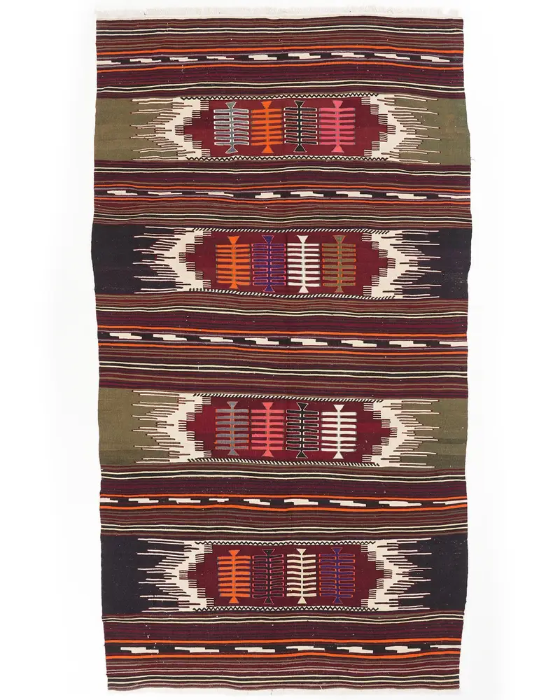 Kırmızı & Mavi Halı, 5,1x8,3 ft Zarif Döşeme