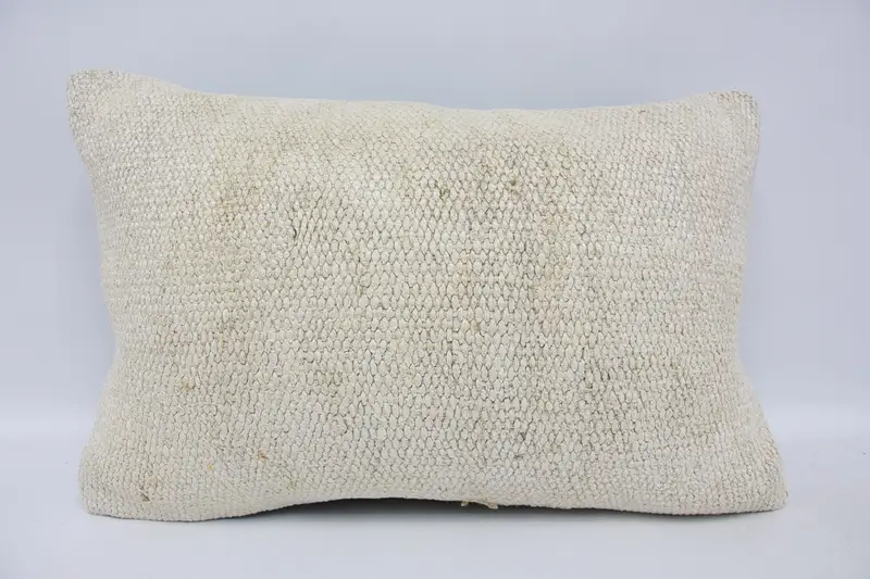 Handmade Kilim Cushion, 16x24 White Pillow Sham, Indoor Pillow Case, Ethnical Kilim Rug Pillow, Boho Pillow Sham Cover, Pillow Sham - 1