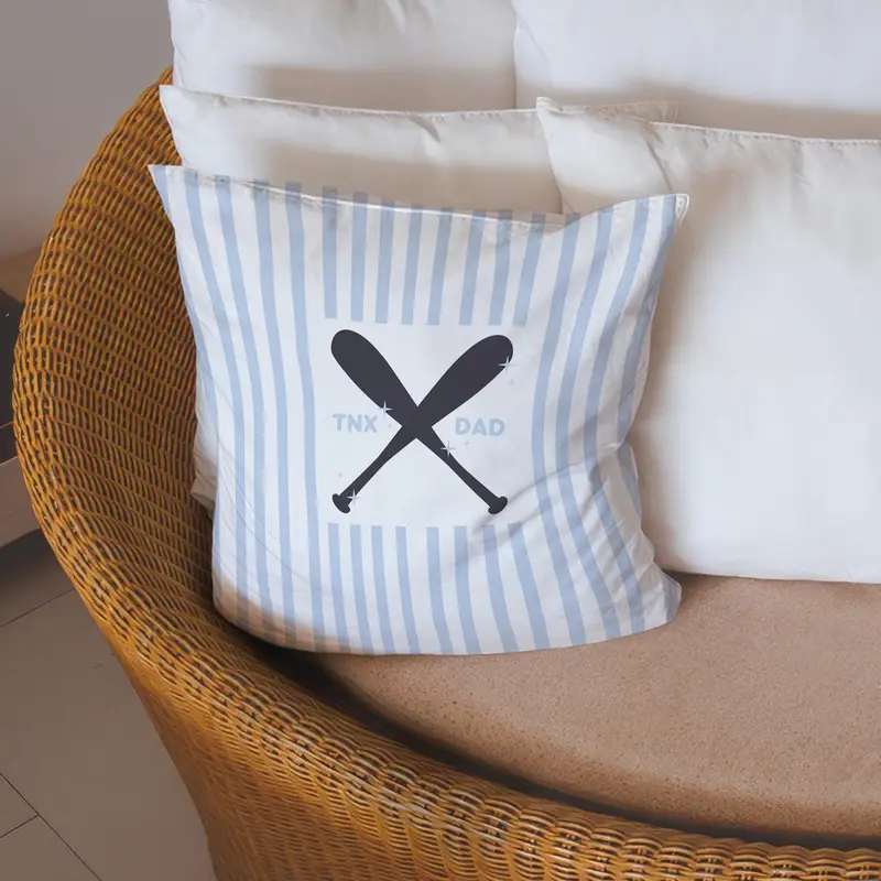 Blue Stripe Baseball Pillow Cover - Perfect Father's Day Gift for Dad - 1