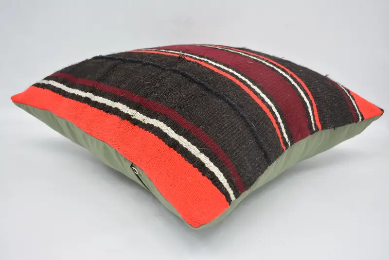 Boho Pillow Sham Cover, Kilim Pillow, Vintage Pillow, 18x18 Brown Pillow Cover, Pet Pillow Cover, Pillow Case, Wool Kilim Pillow Pillow Sham - 6