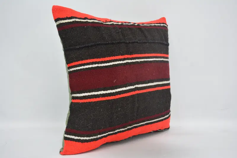 Boho Pillow Sham Cover, Kilim Pillow, Vintage Pillow, 18x18 Brown Pillow Cover, Pet Pillow Cover, Pillow Case, Wool Kilim Pillow Pillow Sham - 3