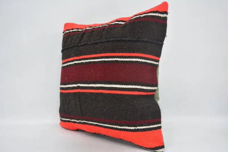 Boho Pillow Sham Cover, Kilim Pillow, Vintage Pillow, 18x18 Brown Pillow Cover, Pet Pillow Cover, Pillow Case, Wool Kilim Pillow Pillow Sham - 4