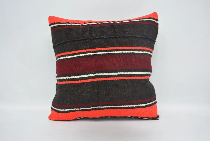 Boho Pillow Sham Cover, Kilim Pillow, Vintage Pillow, 18x18 Brown Pillow Cover, Pet Pillow Cover, Pillow Case, Wool Kilim Pillow Pillow Sham - 1