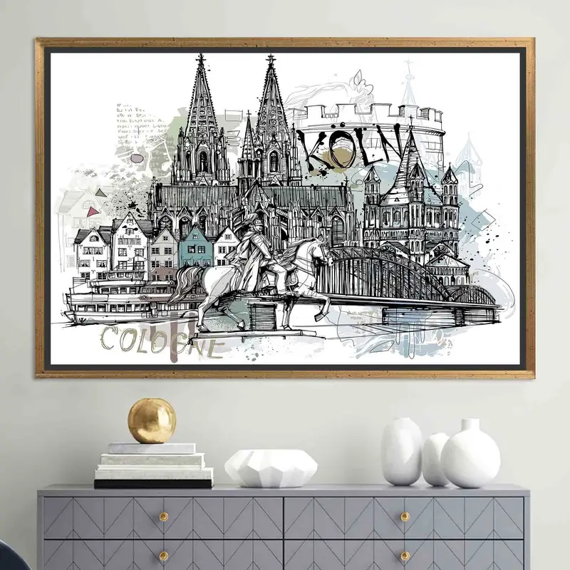 Köln Şehir Manzarası: Kentsel Sanat Severler için Zarif Baskılı Kanvas