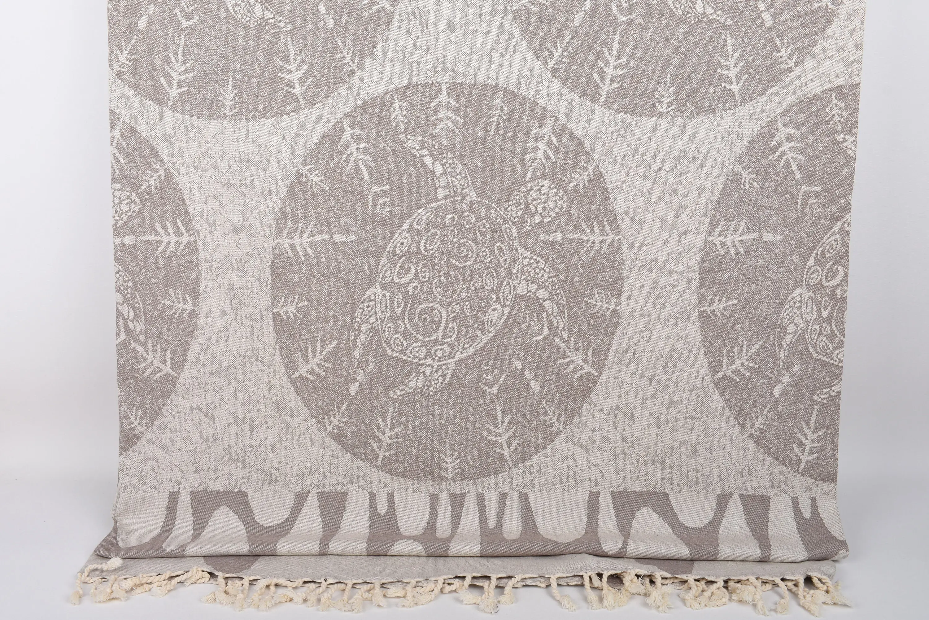 Decorative Blanket, Brown Turtle Design, 99x79 Inches, Organic Cotton - 1