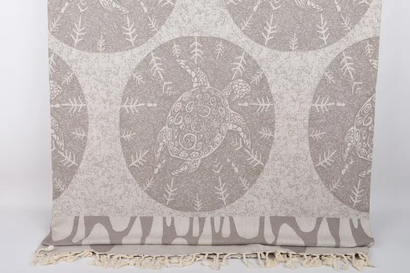 Decorative Blanket, Brown Turtle Design, 99x79 Inches, Organic Cotton