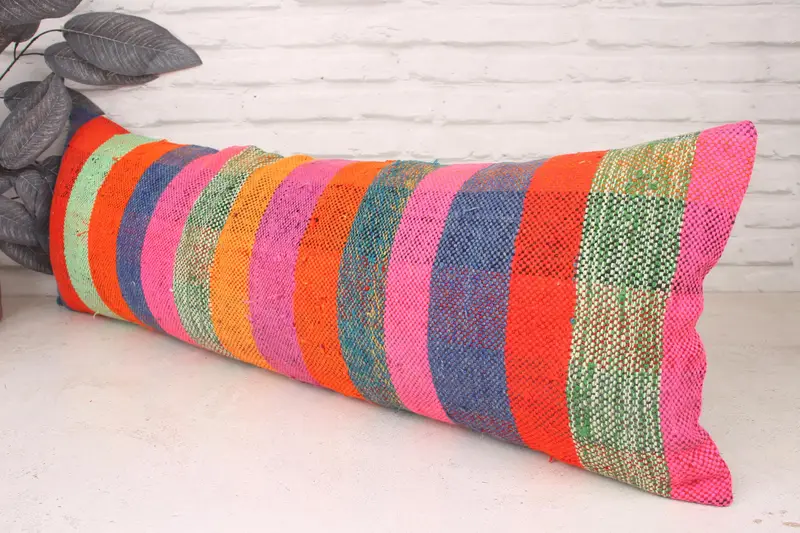 12x36 Blue Cushion Case, Bed Pillow Sham, Handmade Kilim Cushion, Kilim Cushion Sham, Toss Pillow Sham, Cushion Cover, Turkish Pillow - 4