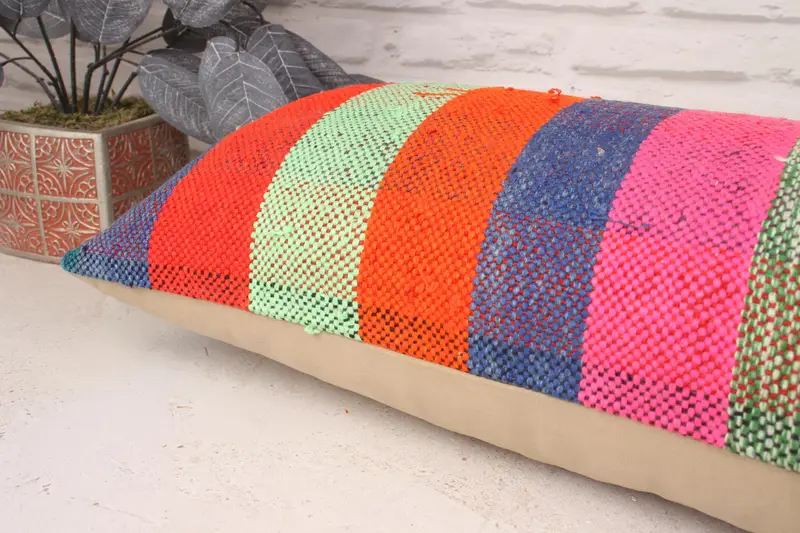 12x36 Blue Cushion Case, Bed Pillow Sham, Handmade Kilim Cushion, Kilim Cushion Sham, Toss Pillow Sham, Cushion Cover, Turkish Pillow - 6