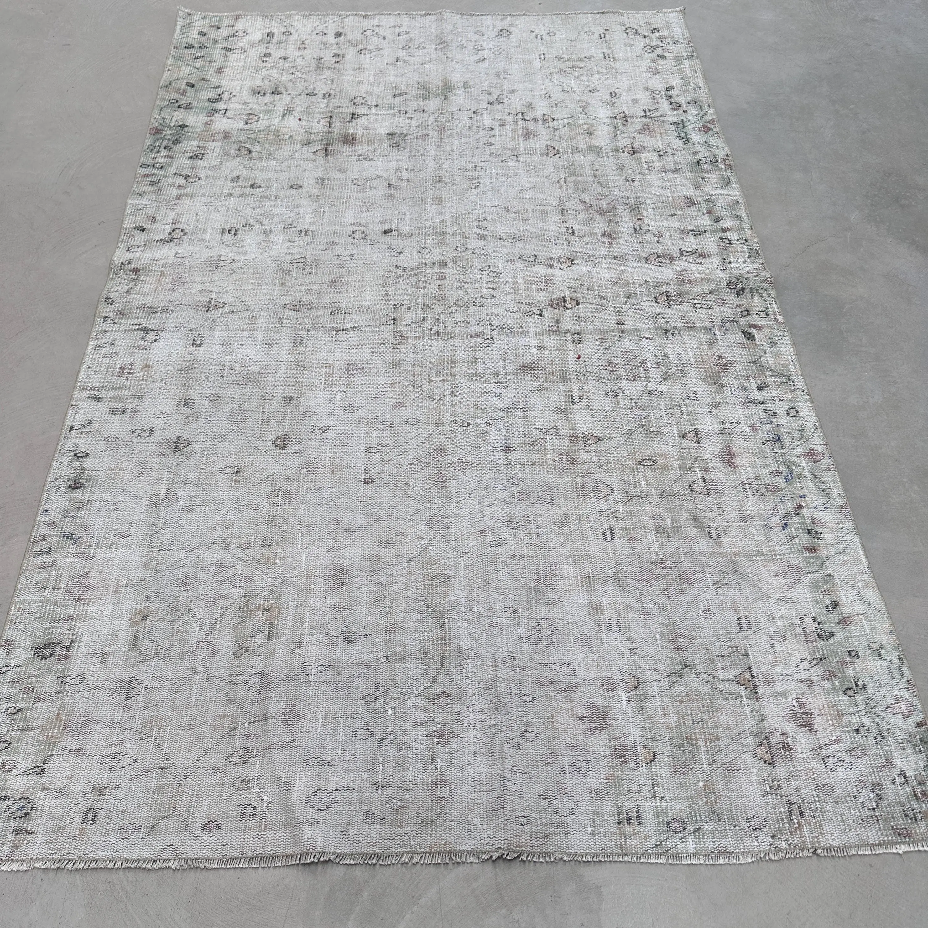 Vintage 5.2x8.1 ft Halı, Türk Halısı, Gri Fas Yün Halısı - 1