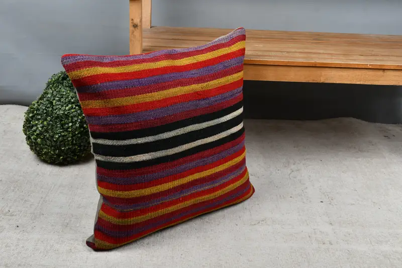 24x24 Red Cushion Cover, Handwoven Pillow Cover Pillow, Pillow, Kilim Pillow, Christmas Pillow Sham, Vintage Kilim Throw Pillow, Pillow for Couch - 7