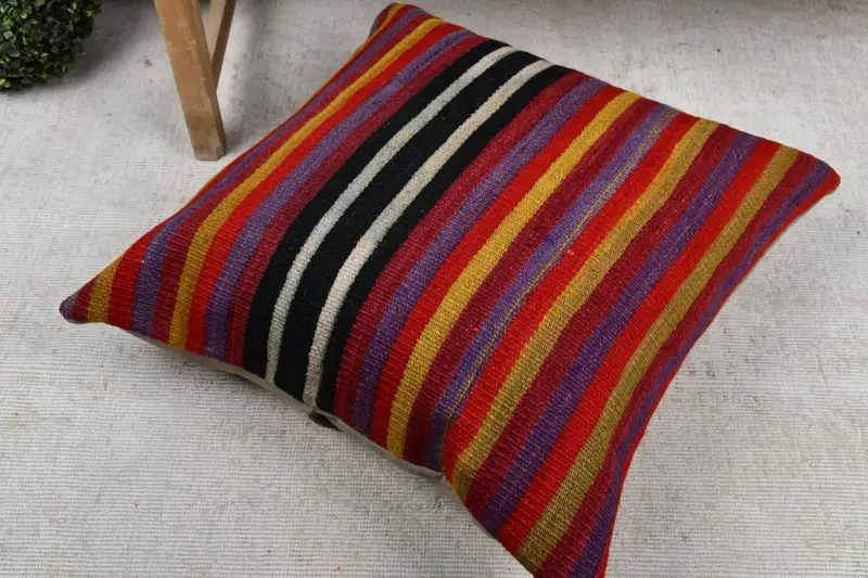 24x24 Red Cushion Cover, Handwoven Pillow Cover Pillow, Pillow, Kilim Pillow, Christmas Pillow Sham, Vintage Kilim Throw Pillow, Pillow for Couch - 8