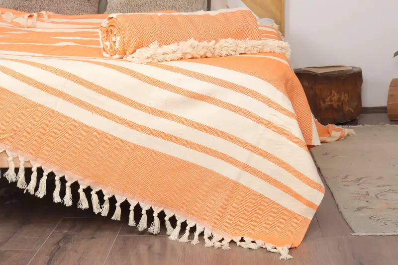 Wedding Gift, Best Wedding Gift, Throw Blanket Couch, Aesthetic Blanket, Bachelorette Party Favors, 96x80 Cotton Herringbone Towel, Monogram Blanket - 1