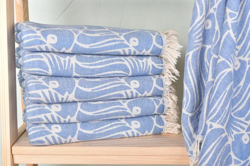Gift For Her, Personalized Gift For Him, 70x36 Cotton Fish Design Towel, Custom Beach Towel, Personalized Gift, Turkish bath towel for spa - 2