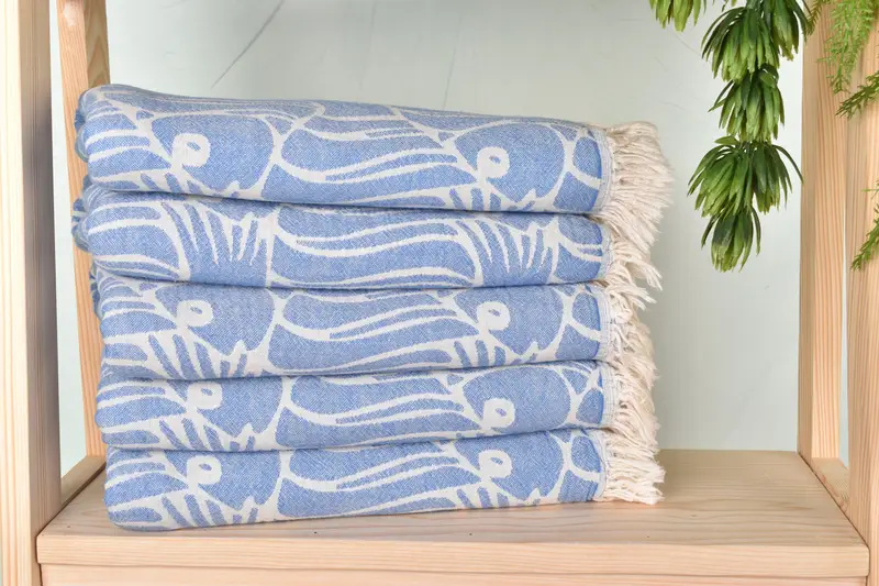 Gift For Her, Personalized Gift For Him, 70x36 Cotton Fish Design Towel, Custom Beach Towel, Personalized Gift, Turkish bath towel for spa - 3