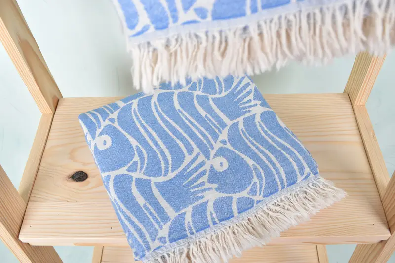 Gift For Her, Personalized Gift For Him, 70x36 Cotton Fish Design Towel, Custom Beach Towel, Personalized Gift, Turkish bath towel for spa - 6