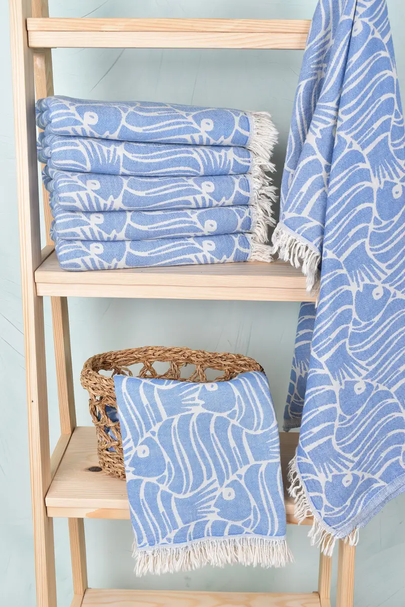 Gift For Her, Personalized Gift For Him, 70x36 Cotton Fish Design Towel, Custom Beach Towel, Personalized Gift, Turkish bath towel for spa - 4