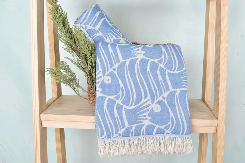 Gift For Her, Personalized Gift For Him, 70x36 Cotton Fish Design Towel, Custom Beach Towel, Personalized Gift, Turkish bath towel for spa - 5