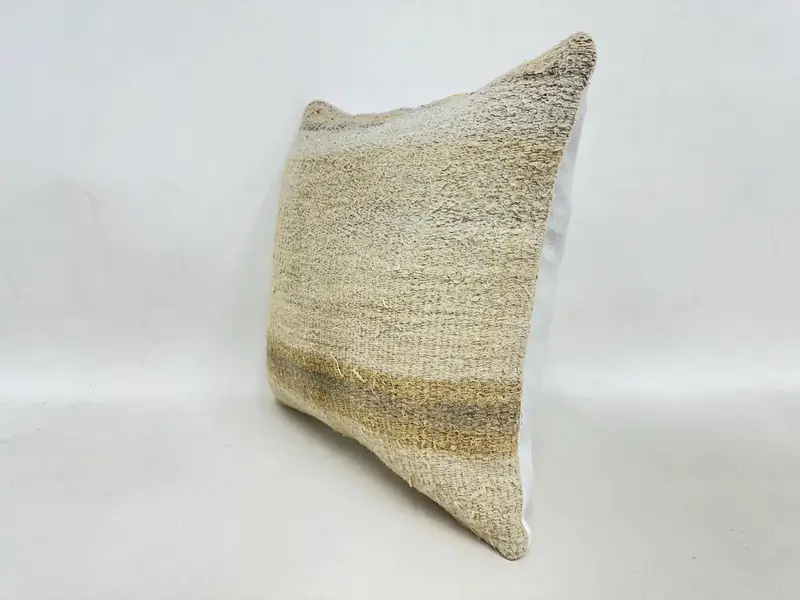 Boho Pillow, Cushion Case, Turkish Bench Pillow Case, Vintage Kilim Throw Pillow, Car Pillow, 16x16 Beige Pillow Cover, Turkish Pillow, Patio Pillow - 4