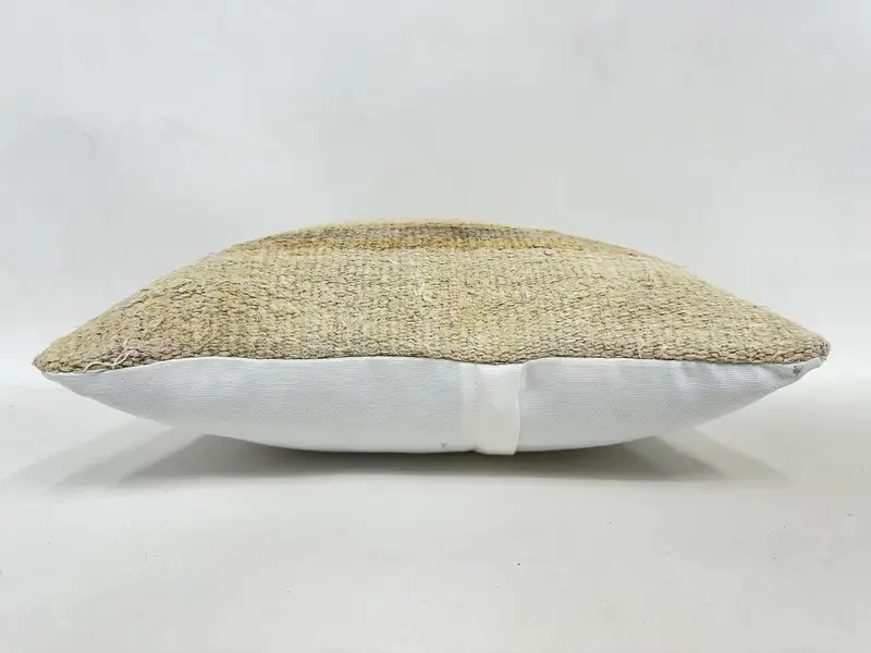 Boho Pillow, Cushion Case, Turkish Bench Pillow Case, Vintage Kilim Throw Pillow, Car Pillow, 16x16 Beige Pillow Cover, Turkish Pillow, Patio Pillow - 5
