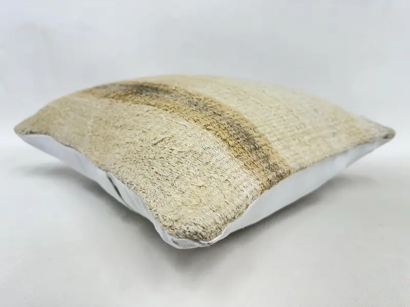 Boho Pillow, Cushion Case, Turkish Bench Pillow Case, Vintage Kilim Throw Pillow, Car Pillow, 16x16 Beige Pillow Cover, Turkish Pillow, Patio Pillow - 6