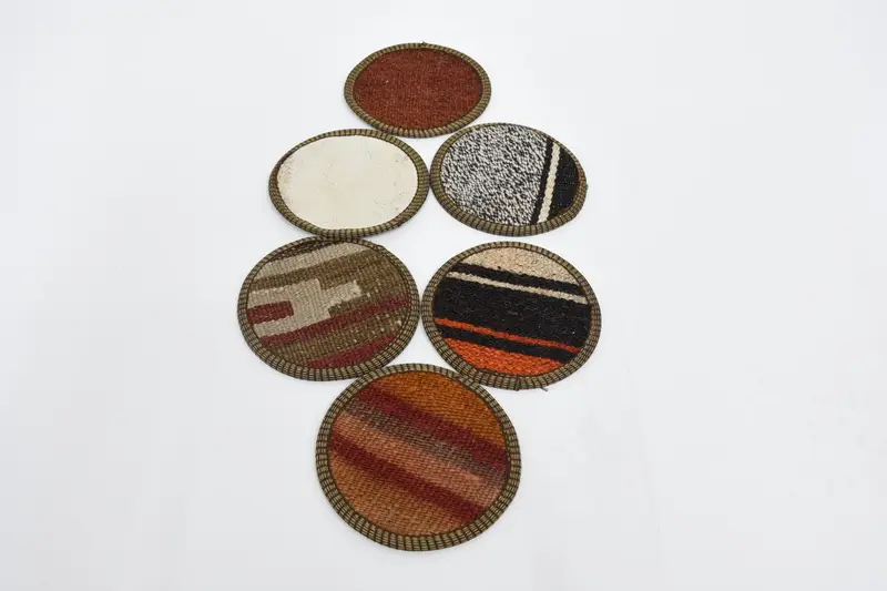 Bohemian Red and White Round Coasters, Stylish Bohemian Coasters