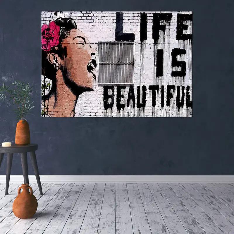 Life is Beatiful, Frida Kahlo Canvas, Street Art Banksy, Banksy Canvas, Banksy Wall Art, Banksy Grafiti, Banksy Print, Banksy Poster, Banksy - 5