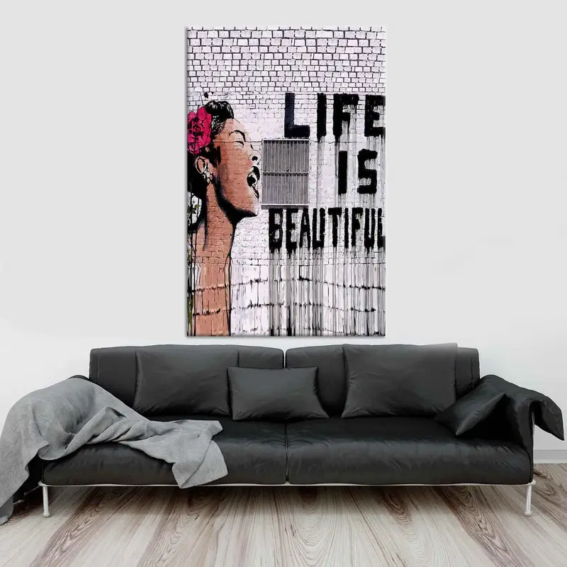 Life is Beatiful, Frida Kahlo Canvas, Street Art Banksy, Banksy Canvas, Banksy Wall Art, Banksy Grafiti, Banksy Print, Banksy Poster, Banksy - 8