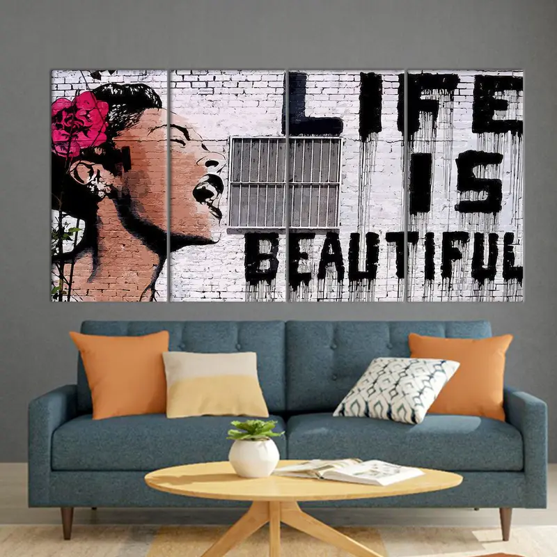 Life is Beatiful, Frida Kahlo Canvas, Street Art Banksy, Banksy Canvas, Banksy Wall Art, Banksy Grafiti, Banksy Print, Banksy Poster, Banksy - 7