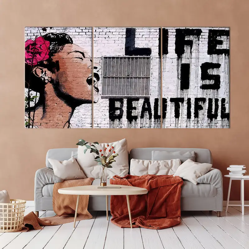 Life is Beatiful, Frida Kahlo Canvas, Street Art Banksy, Banksy Canvas, Banksy Wall Art, Banksy Grafiti, Banksy Print, Banksy Poster, Banksy - 6