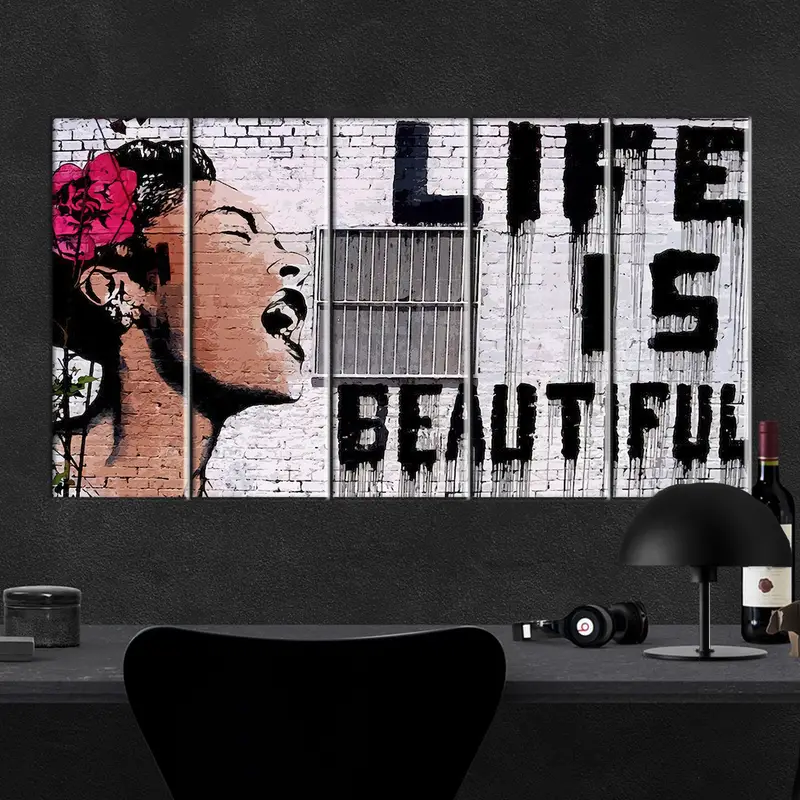 Life is Beatiful, Frida Kahlo Canvas, Street Art Banksy, Banksy Canvas, Banksy Wall Art, Banksy Grafiti, Banksy Print, Banksy Poster, Banksy - 4