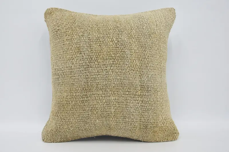 Throw Moroccan Beige Cushion Cover, 18x18 inch Wool Pillow Sham - 1